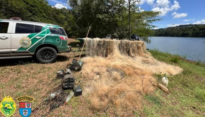 Rio Bonito - Polícia Ambiental apreende vários materiais de pesca predatória no Rio Iguaçu